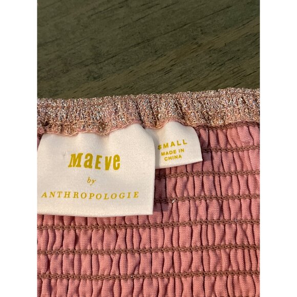 Maeve By Anthropologie Ruched Metallic Pink Strapless Top S - Picture 4 of 6